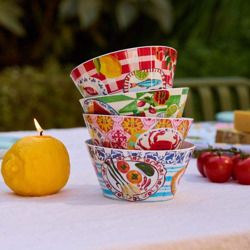 Melamine set of four bowl set by La La Land - Italian Summer design