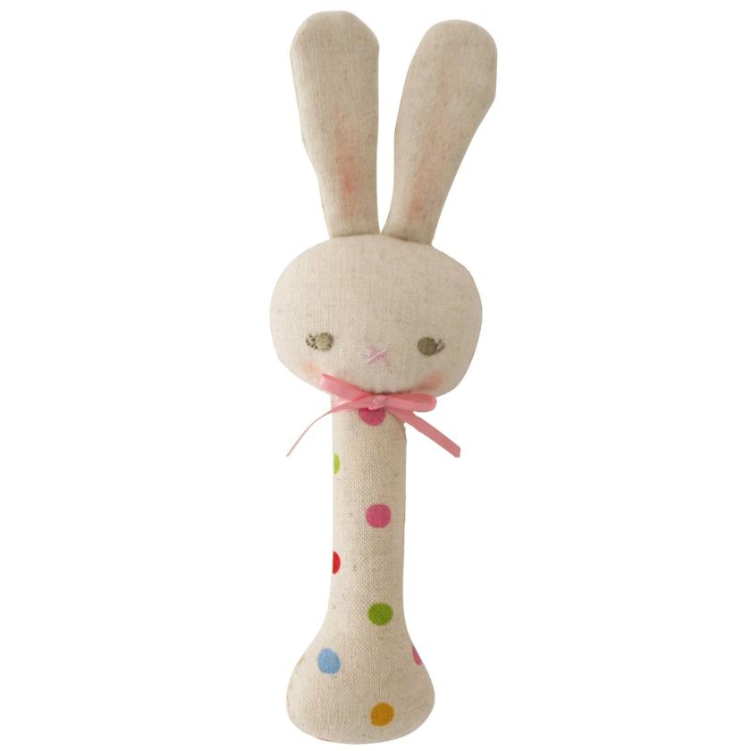 Bunny Rattle in Confetti Spot by Alimrose