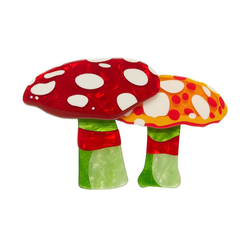 Candy mushrooms brooch by Erstwilder from their December 2024 Willy Wonka and The Chocolate Factory collection