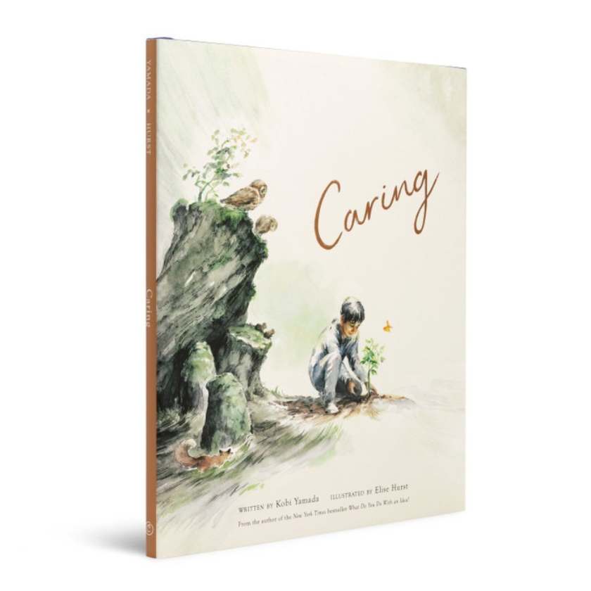 Book cover with illustration of a child and nature, titled 'Caring'.