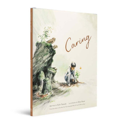 Book cover with illustration of a child and nature, titled 'Caring'.
