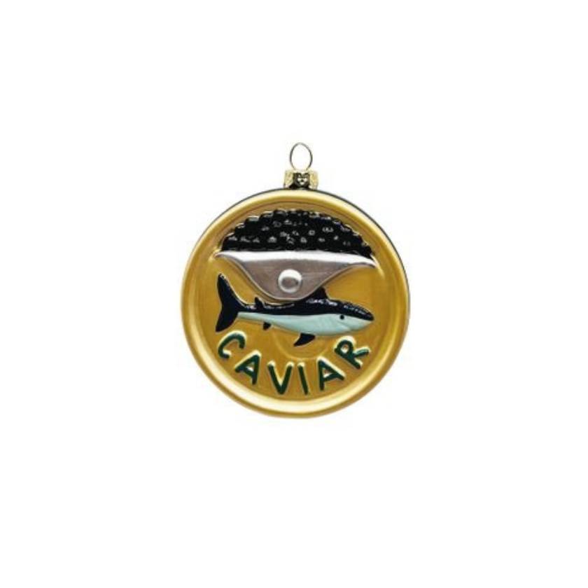 Decorative ornament with a fish design and 'Caviar' text on a white background