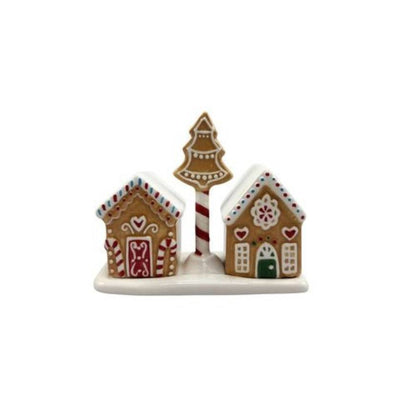Gingerbread house S&P shaker figurine on a white background