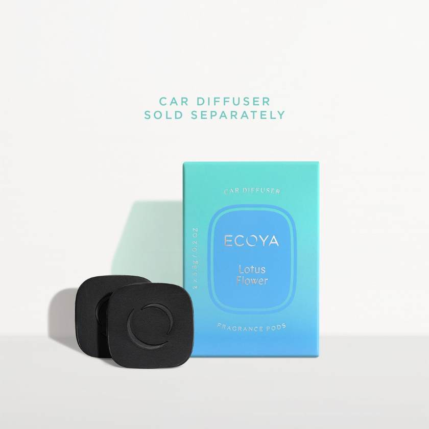 Ecoya Lotus Flower fragrance pod with packaging on a white background