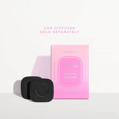 Black car diffuser and pink packaging with 'ECOYA' branding on a white background.