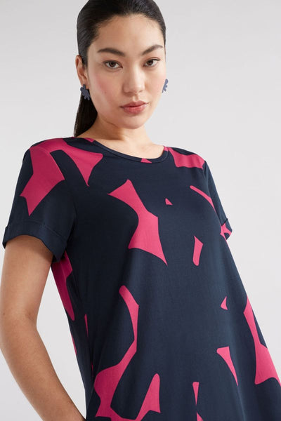 Elk the Label Haki Tshirt Dress in Navy print