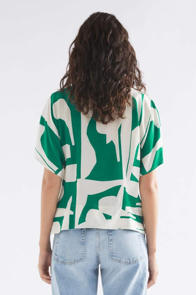 Back of Elk the Label Hanne Top in Green Braque Print