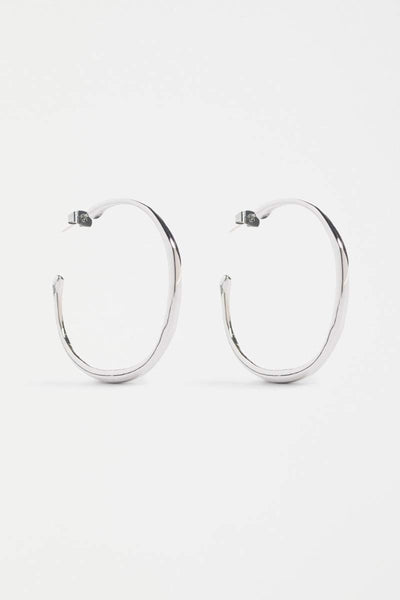 Silver hoop earrings on a white background