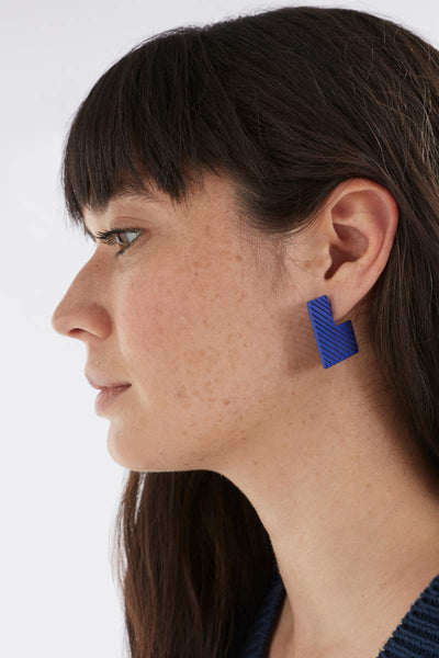 Ultramarine Skaret Hoop Earring by Elk the Label on model