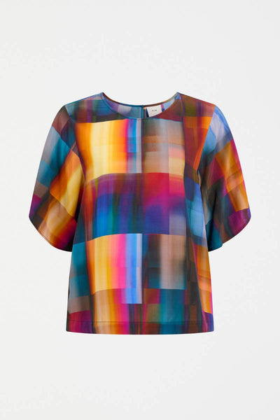 Colorful abstract patterned top on a white background by Elk the Label | Elk Stockist in Newcastle at Zebra FInch Style