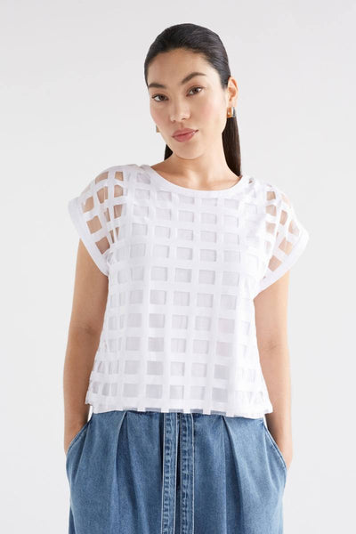 Elk the Label Grid Burnout Top in White