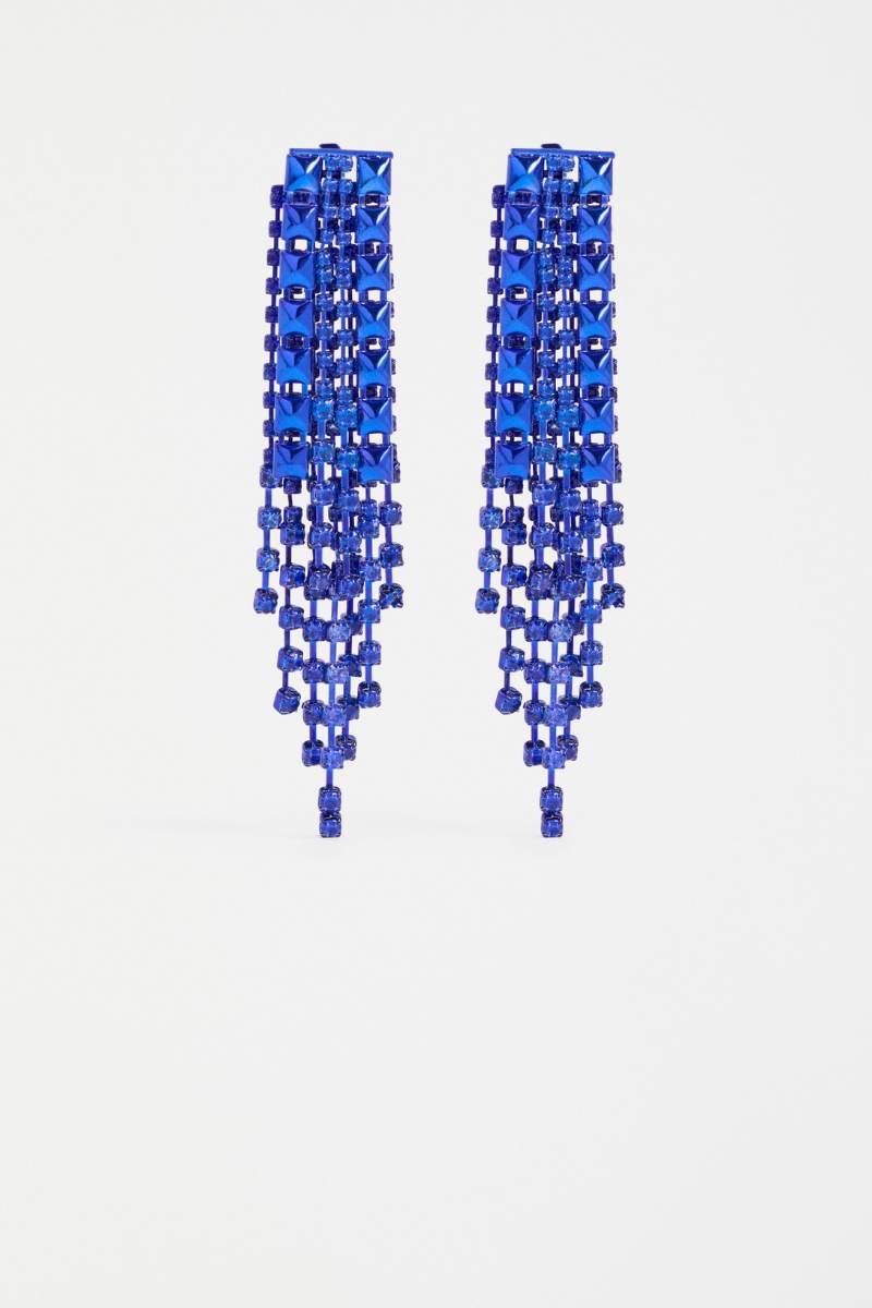 Pair of blue beaded earrings on a light gray background by ELk the Label | Elk Stockist in Newcastle, NSW at Zebra FInch Style