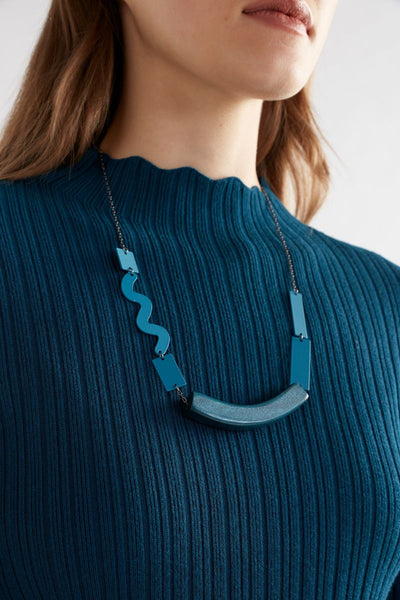 Elk the Label Tilse Necklace in teal colour on model