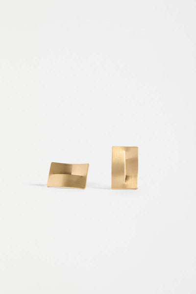 Two gold rectangular pendants on a white background - Trel Stud Earrings by Elk The Label. ELK Stockist in Newcastle, NSW at Zebra Finch Style