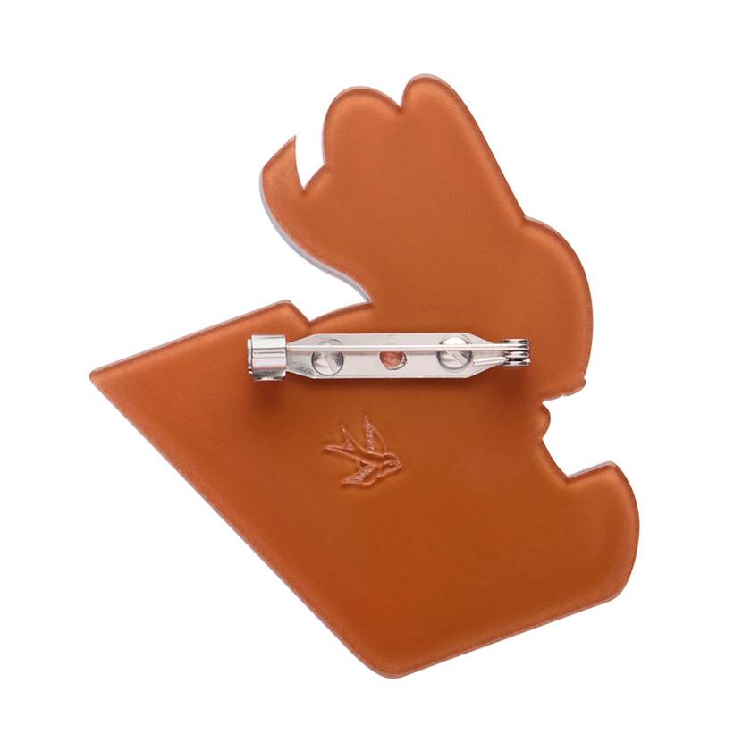 Decorative rabbit figurine with a scarf on a white background | Resin brooch by Erstwilder from their Merry Merangie Christmas collection