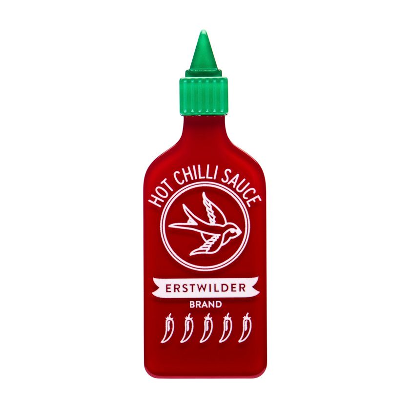 Erstwilder Chilli Sauce resin brooch from their 2025 Condiments collection