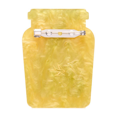 Jar of Dijon mustard with a black label on a white background - resin brooch by Erstwilder from their condiments collection
