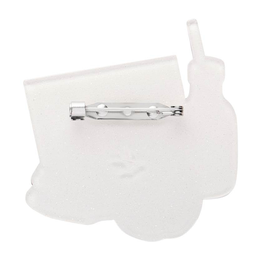 Cookie and milk brooch with 'Dear Santa' card on a white background | Erstwilder christmas brooch from their 2025 Christmas collection