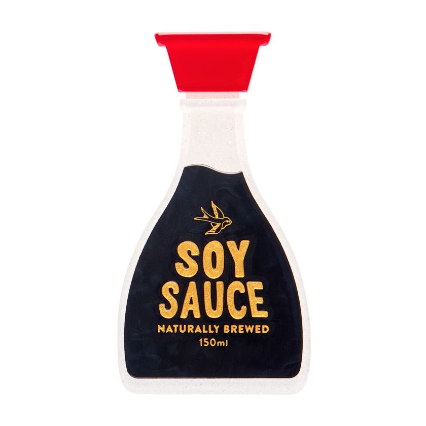 Erstwilder's The Joy of Soy - Soy Sauce resin brooch from their Condiments collection