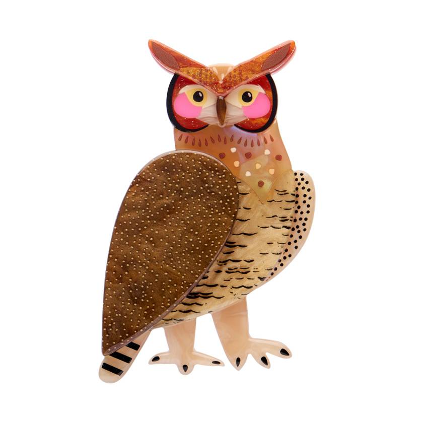 Erstwilder x Pete Cromer 2025 North Amercia collection | Stockist in Newcastle, NSW at Zebra Finch Style | The Great Horned Owl Brooch