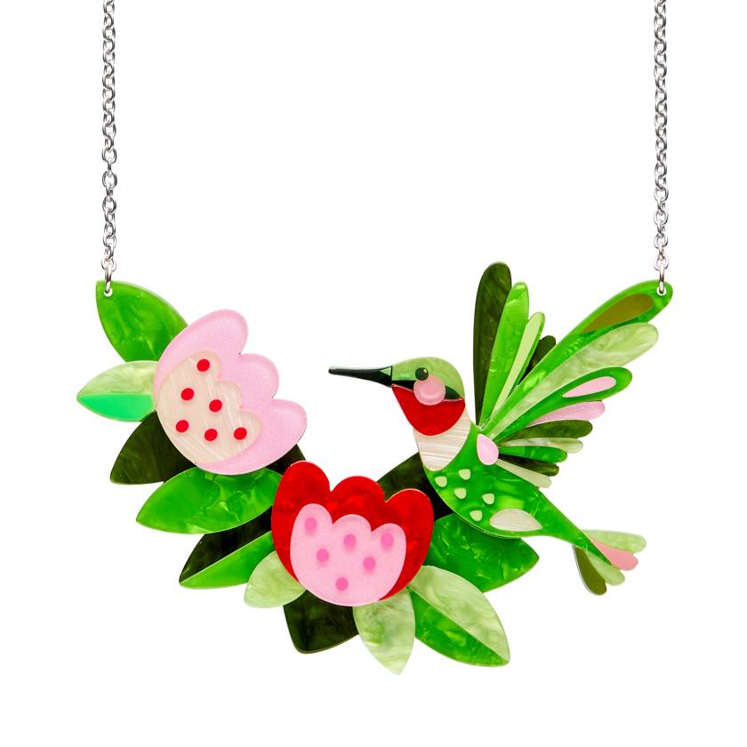 Erstwilder x Pete Cromer 2025 North Amercia collection | Stockist in Newcastle, NSW at Zebra Finch Style |  The Riveting Ruby-Throated Hummingbird Necklace