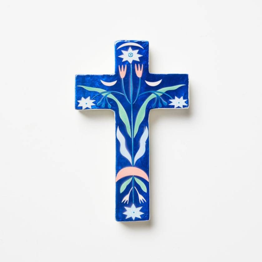 Fable Blye Floral Small Cross by Jones and Co | Jones and Co Stockist at Zebra Finch in Newcastle, NSW