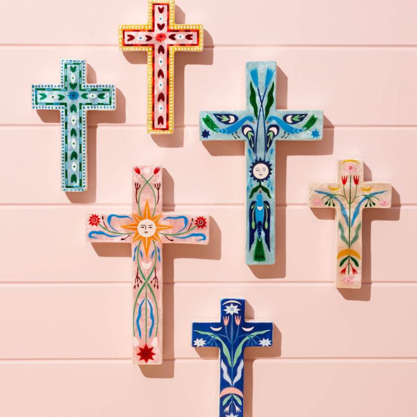 極美品　CROSS Jewelers Collection Tapestry Jones and Co Fable Blue Floral Small Cross | Zebra Finch Style