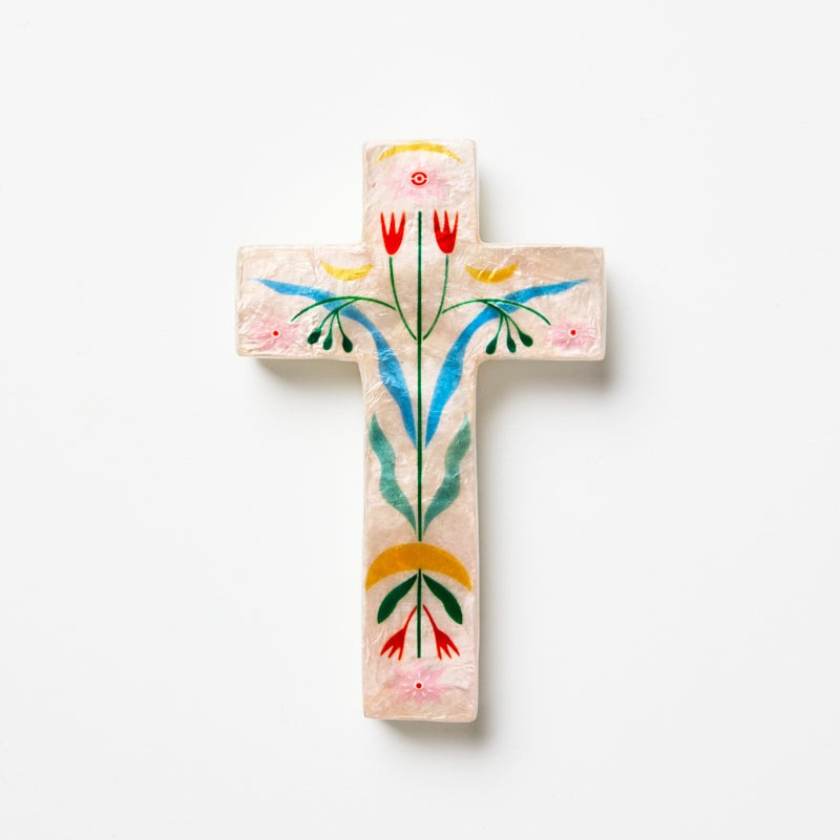 Fable Pink Floral Small cross by Jones and Co | Jones and Co Stockist in Newcastle, NSw at Zebra Finch
