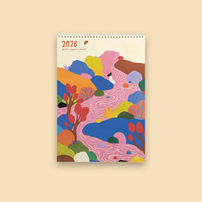 Colorful 2026 calendar with abstract design on a beige background by Frankie | Frankie diaries and calendars available at Zebra Finch in Newcastle, NSW