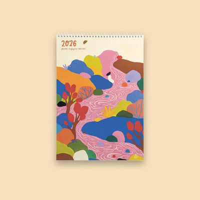 Colorful 2026 calendar with abstract design on a beige background by Frankie | Frankie diaries and calendars available at Zebra Finch in Newcastle, NSW