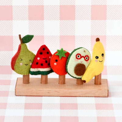 Fruit Finger Puppet Set by Tara Treasure. Made from 100% NZ Wool. Made ethically in Nepal.