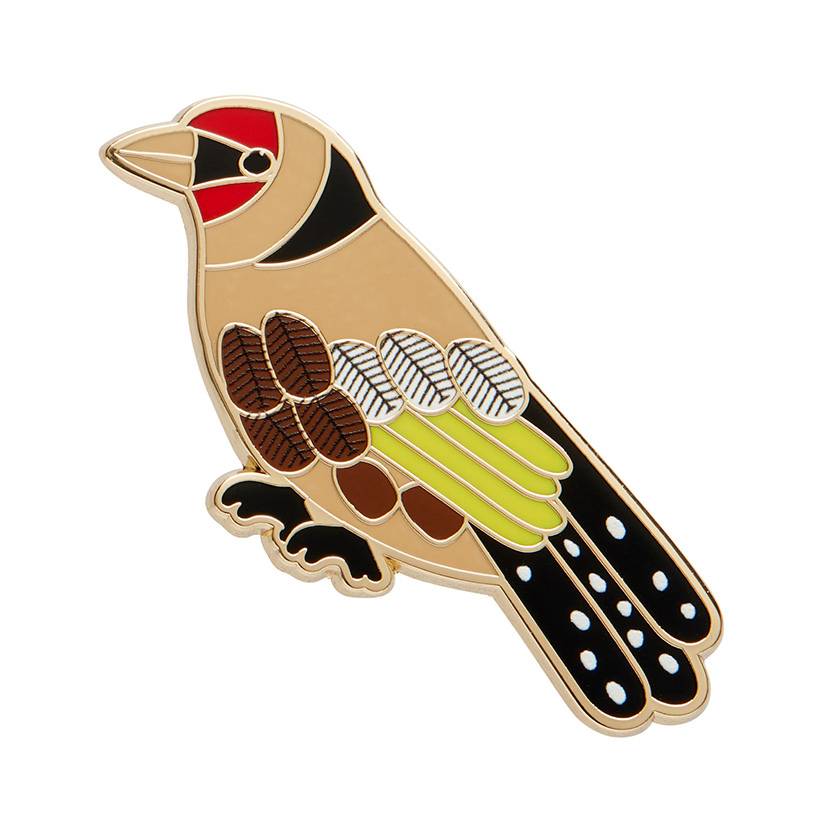 Go for goldfinch enamel pin by Erstwilder from their 2025 Jocelyn Proust collection