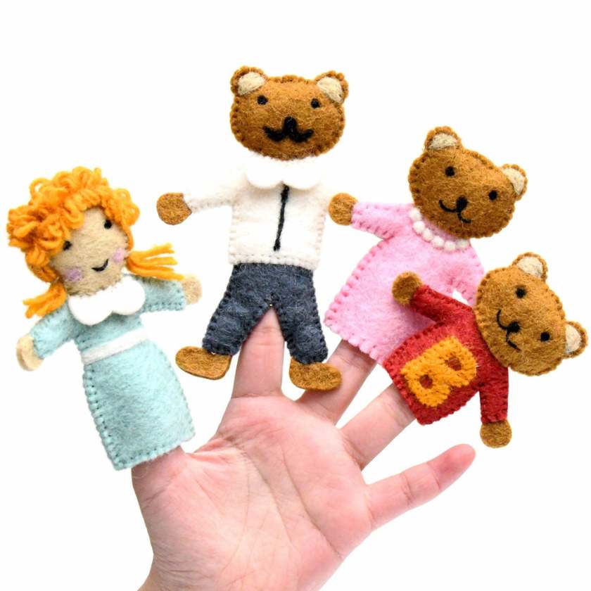 Goldilocks and the Three Bears Finger puppet set by Taras Treasures