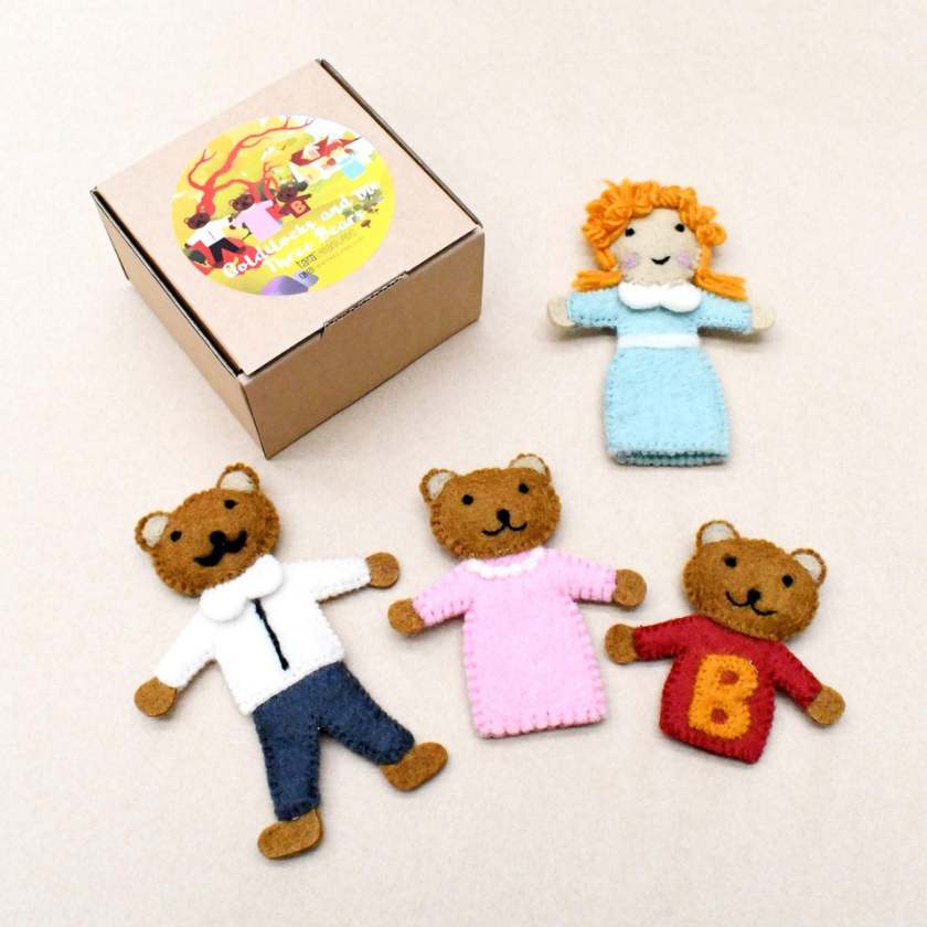 Goldilocks and the Three Bears Finger puppet set by Taras Treasures