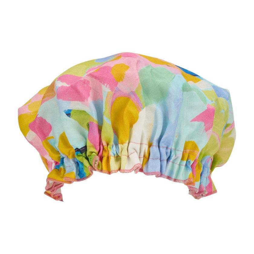 Good Vibes Shower Cap by Annabel Trends - Linen shower cap made in Australia