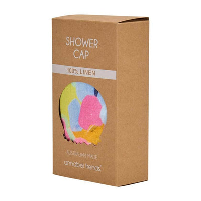 Good Vibes Shower Cap by Annabel Trends - Linen shower cap made in Australia