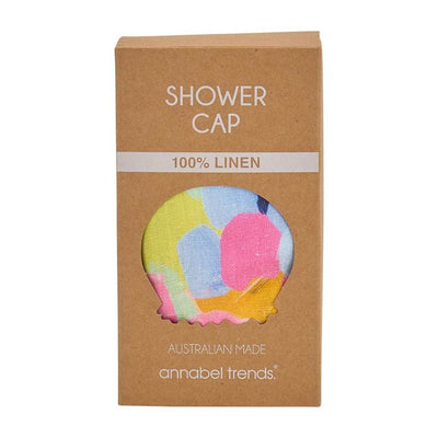 Good Vibes Shower Cap by Annabel Trends - Linen shower cap made in Australia