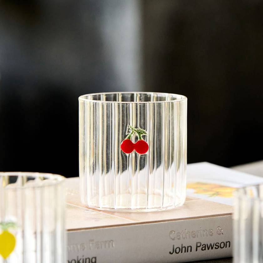 Clear glass with a cherry design by Robert Gordon | Robert Gordon is stocked at Zebra Finch Style in Newcastle, NSW