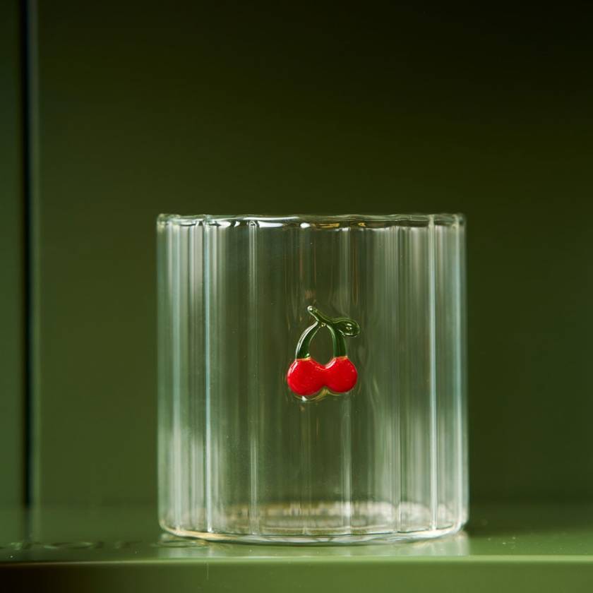 Clear glass with a cherry design by Robert Gordon | Robert Gordon is stocked at Zebra Finch Style in Newcastle, NSW
