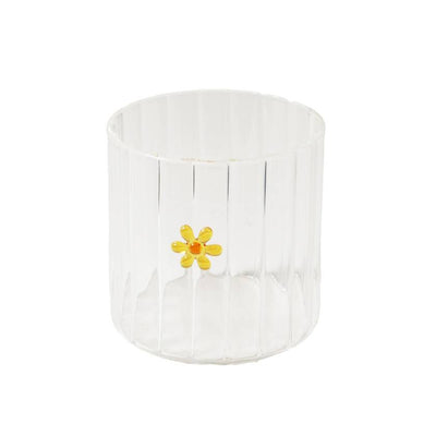 Clear glass tumbler with a yellow flower by Robert Gordon | Robert Gordon Stockist in Newcastle, NSW