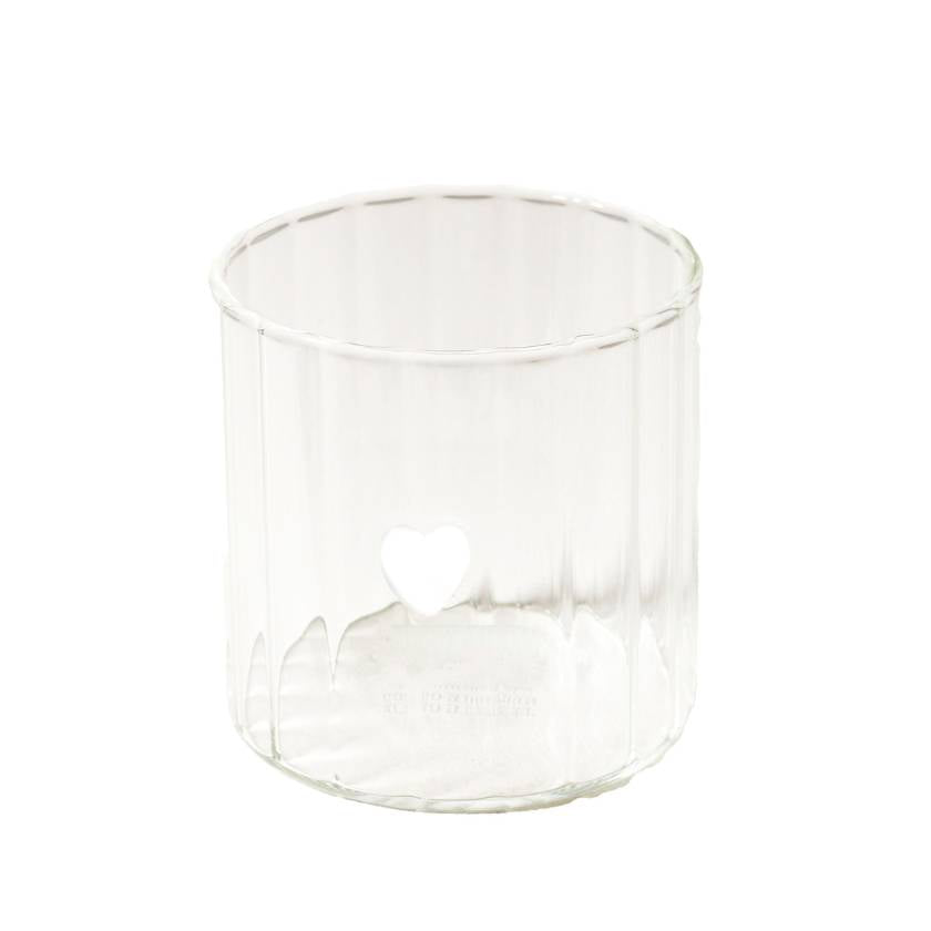 Clear glass tumble with a white heart by Robert Gordon | Robert Gordon stockist at Zebra Finch in Newcastle, NSW