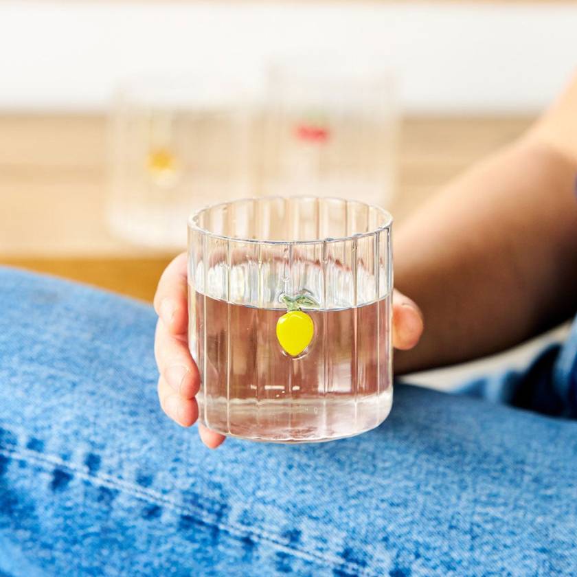 Clear glass tumbler with a lemon by Robert Gordon | Robert Gordon Stockist in Newcastle, NSW