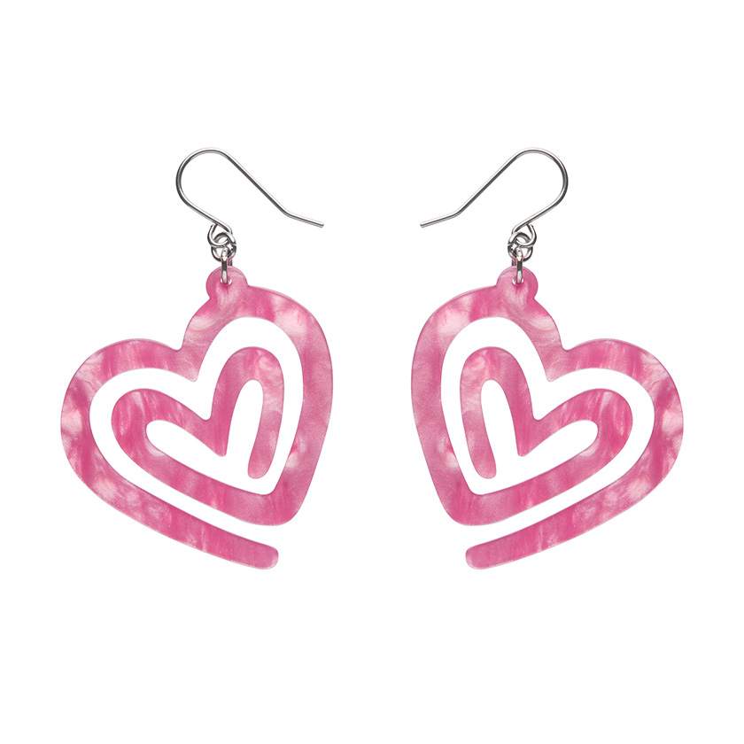 Erstwilder Heart Maze Pink Earrings from their 2025 Valentine's Day collection