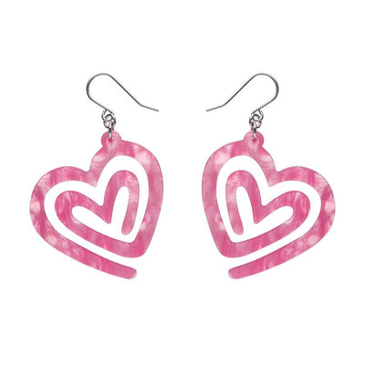 Erstwilder Heart Maze Pink Earrings from their 2025 Valentine's Day collection