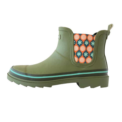 Side view of Hey Harry Uno Green Olive Gumboot | Stockists at Zebra Finch in Newcastle NSW