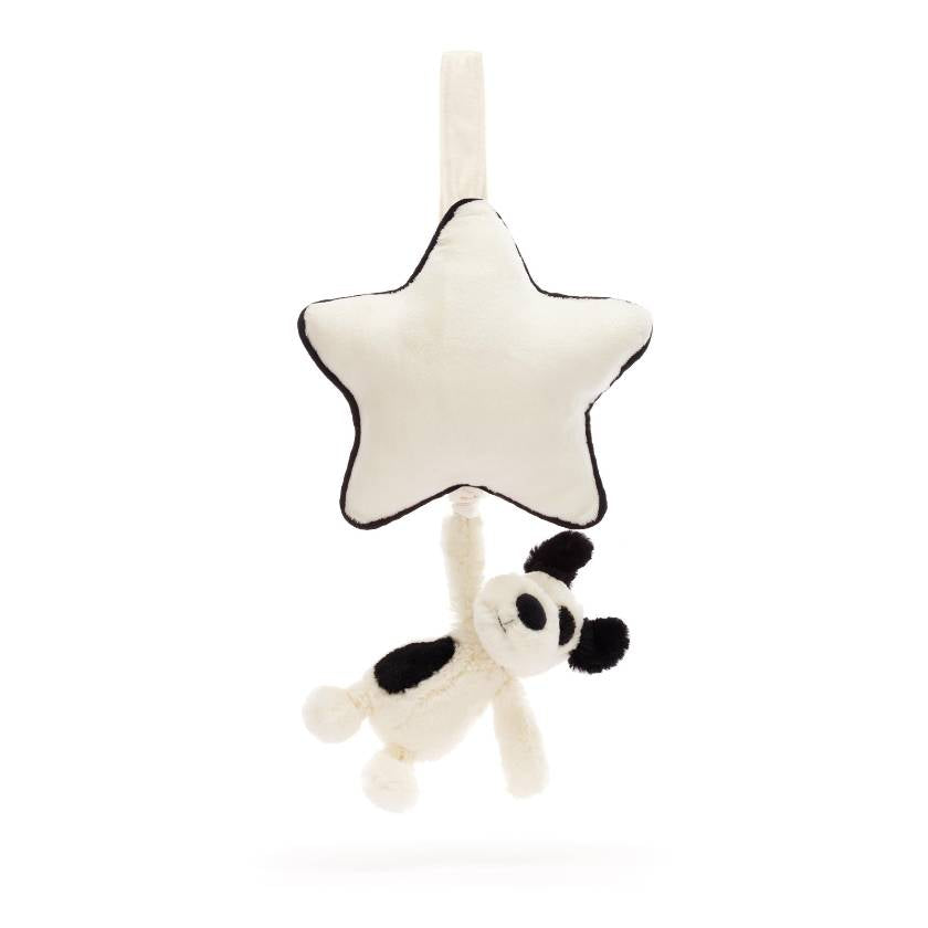 Jellycat Musical Pull Toy - Black and Cream Puppy for Babies | Jellycat Stockist in Newcastle, NSW Australia