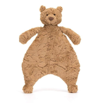 Brown teddy bear baby comforter on a white background - Jellycat Bartholomew Bear Comforter. Jellycat Stockist in Newcastle, NSW at Zebra Finch Style