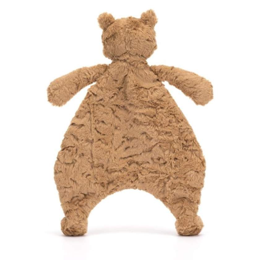 Brown teddy bear baby comforter on a white background - Jellycat Bartholomew Bear Comforter. Jellycat Stockist in Newcastle, NSW at Zebra Finch Style