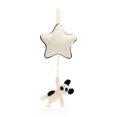 Jellycat Musical Pull Toy - Black and Cream Puppy for Babies | Jellycat Stockist in Newcastle, NSW Australia