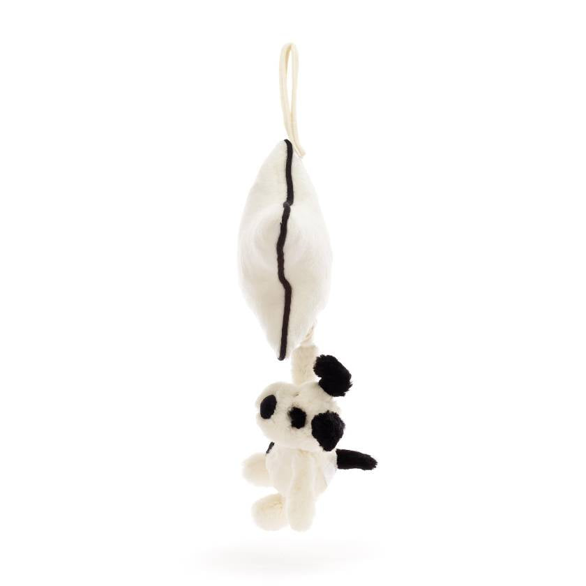 Jellycat Musical Pull Toy - Black and Cream Puppy for Babies | Jellycat Stockist in Newcastle, NSW Australia